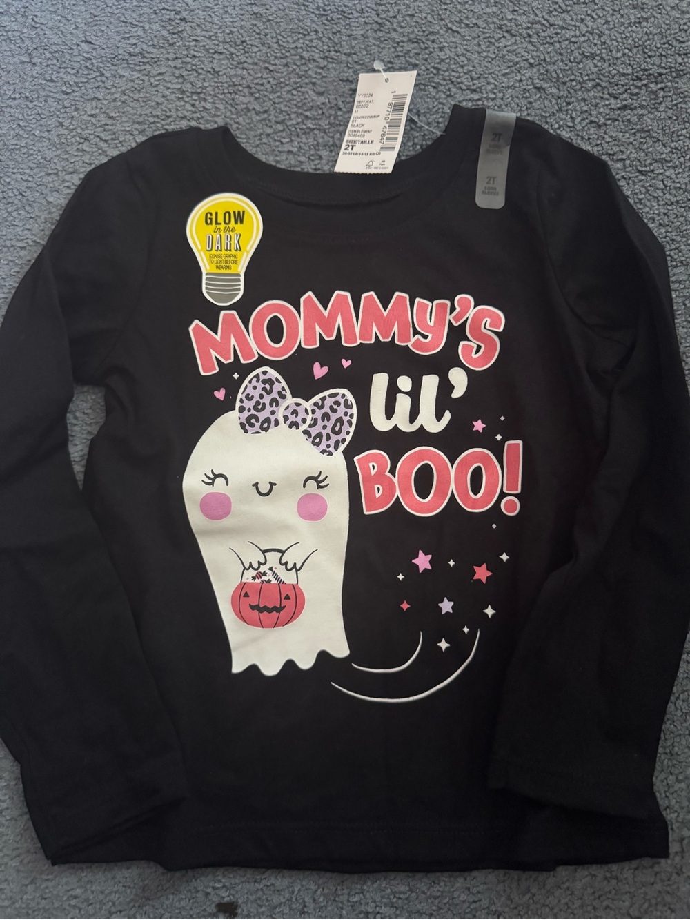 The Children's Place Black Long Sleeve 'Mommy's Lil' Boo!' Glow Graphic Tee